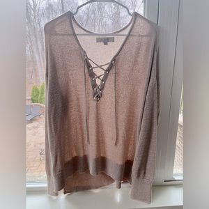 Tan lace up sweater